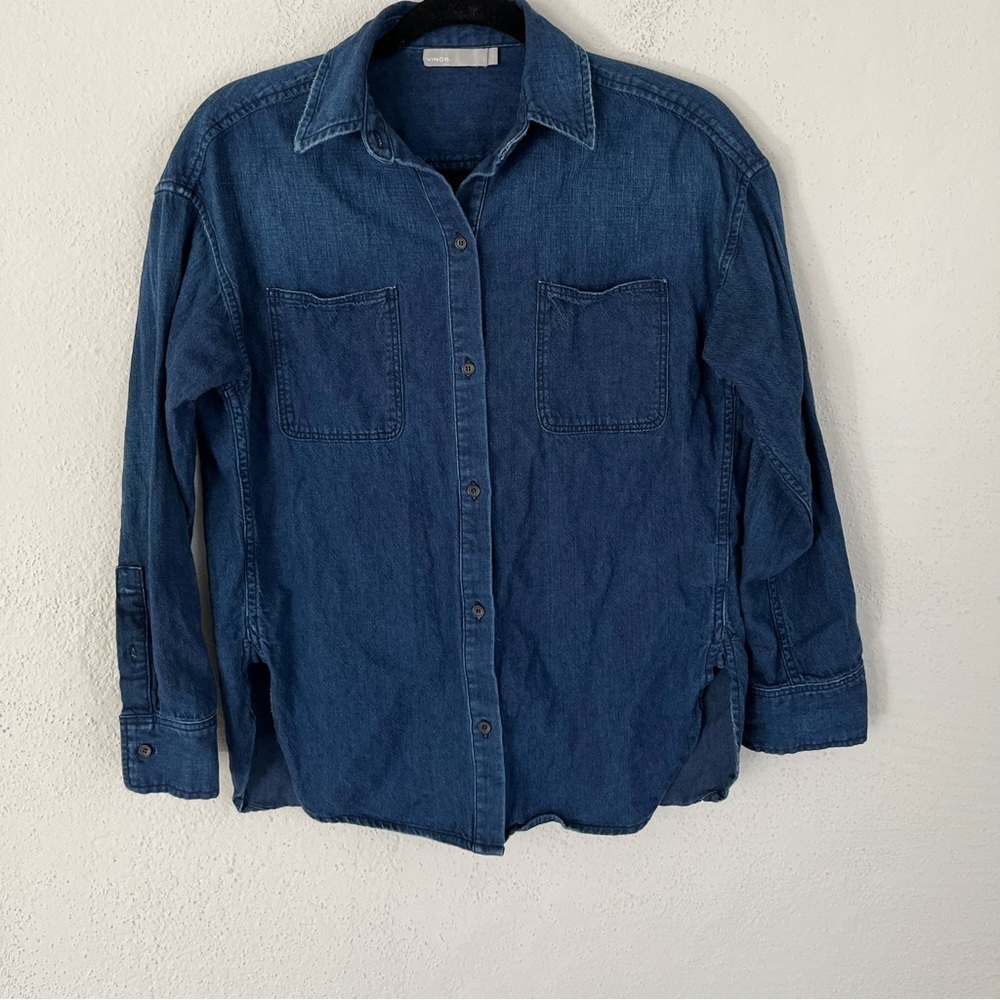 VINCE  Woman Rinse Wash  Button Down  Cotton Denim Shirt, Size 2